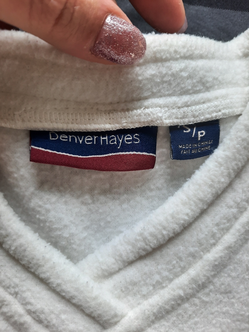 Denver Hayes Cream Fleece Top with Gingerbread Embroidery - Picture 2 of 2